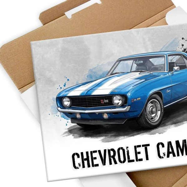 Plakat metalowy Chevrolet Camaro Z/28 z pudelkiem